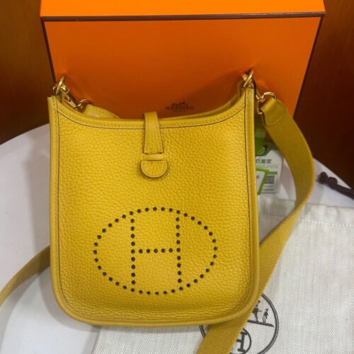 Hermès Evelyne 黃色皮革肩背袋