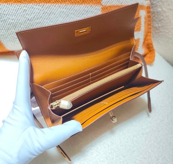 (Hold)🌈Hermes🧡門市現貨🧡Kelly Wallet🌈金棕金扣