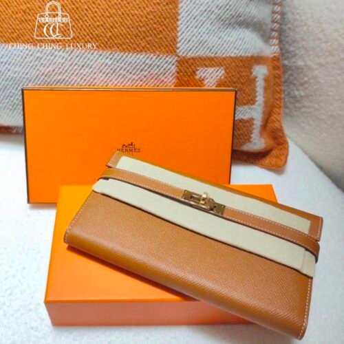 (Hold)🌈Hermes🧡門市現貨🧡Kelly Wallet🌈金棕金扣