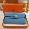 🌈Hermes🩵門市現貨🩵Kelly Wallet長銀包🌈全新🌟牛仔藍銀扣