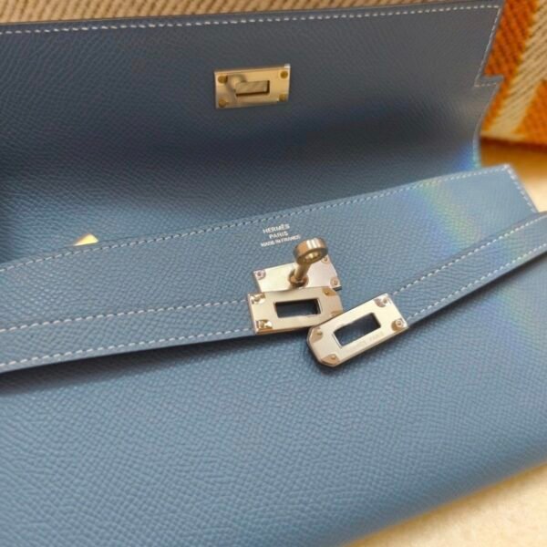 🌈Hermes🩵門市現貨🩵Kelly Wallet長銀包🌈全新🌟牛仔藍銀扣