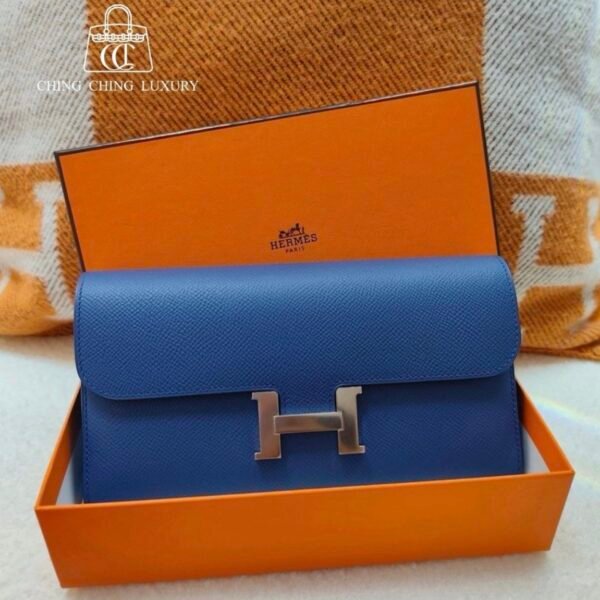 🌈Hermes💙門市現貨🌈全新🌟Constance Wallet長銀包💙R2瑪瑙藍銀扣💙